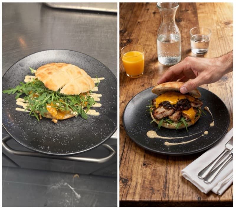 Chicken Burger — voor en na